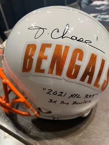 F/S Riddell Cincinnati Begals chrome Football Helmet signed by Jamarr Chase - Picture 1 of 7