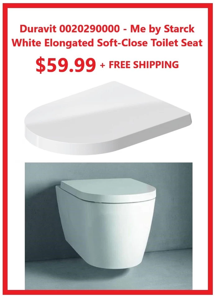 Asiento de inodoro Duravit 0020290000 - Me by Starck blanco alargado cierre suave Foto 1 de 1