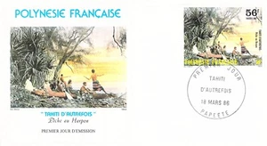 Enveloppe Premier Jour Polynésie Française - Tahiti d'autrefois Pêche Harpon 86 - Picture 1 of 1