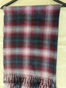 Eddie Bauer Women/Men Scarf/Shawl Teal & Burgundy Ombre Oversized Plaid  80"X28" - Picture 1 of 5