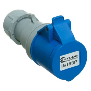 Europa IS163P 230V 2P + E 16A Azul IP44 en Línea Enchufe 1-2.5mm Cruz Sección - Imagen 1 de 1