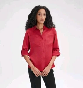 Women's Long Sleeve Button Down Shirt Size M - Picture 1 of 7