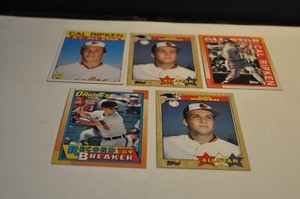 Cal Ripken jr baseball topps all star 1986-1987-1990 lot of 5 #388-#609-#8-#715