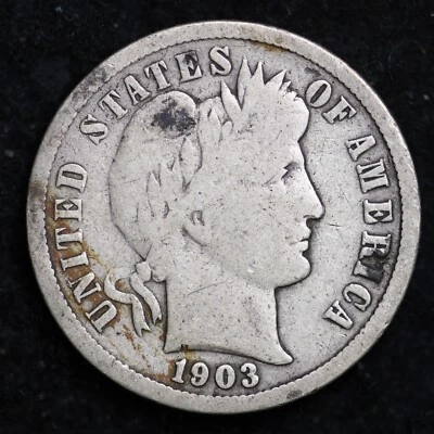 1903-O Barber Silver Dime VG RARE OLD COIN B377 YI - Image 1 of 2