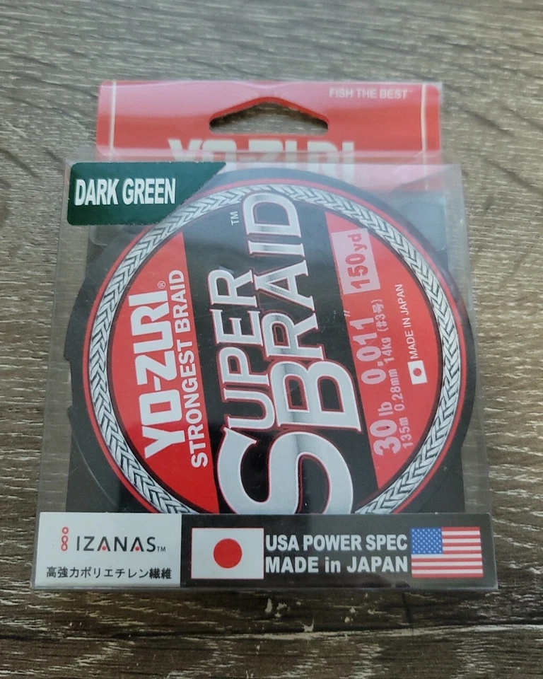 1 Spool of Yo-Zuri 30lb Super Braid 150yds in Dark Green Color