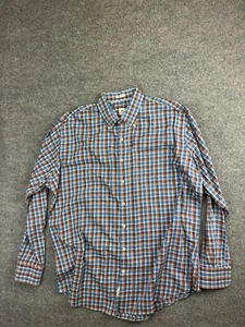Peter Millar Dress Shirt Men's XL Blue Red Check Wool Blend Button Down - Picture 1 of 6