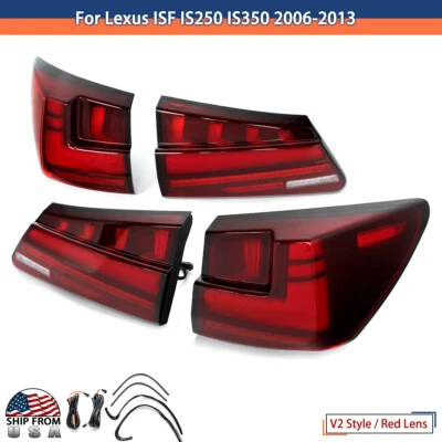 LED Tail Lights For 2006-2013 Lexus IS250 IS350 ISF Red Rear Lamps Aniamtion USA - Изображение 1 из 4