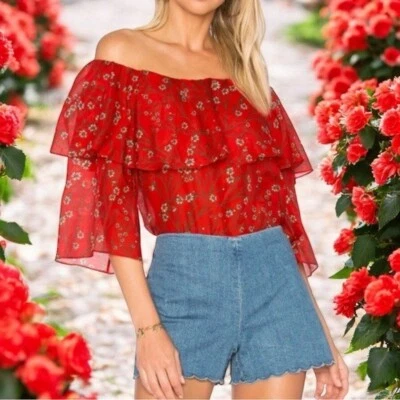 Alice + Olivia Meagan Blouse Top in Dainty Daisy Summer Flirty Size M - Image 1 of 4