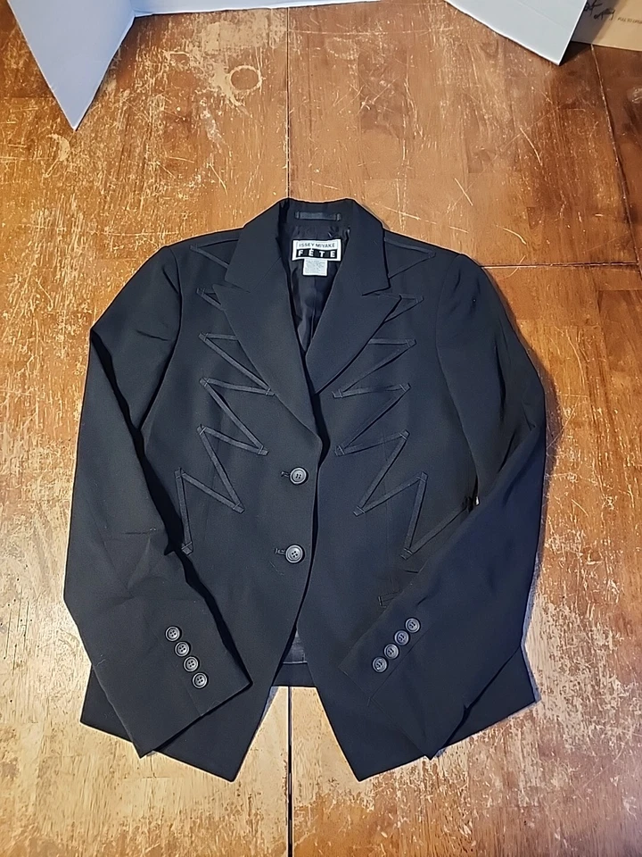 Vintage Issey Miyake FETE Black Wool Womens Jacket, Size 2/XS Made In Japan 80's - Image 1 of 4
