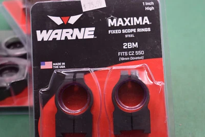 Warne MAXIMA 2BM CZ 527 19 毫米双尾 1 英寸管高瞄准镜戒指套装 nos — 第 1/2 张图片