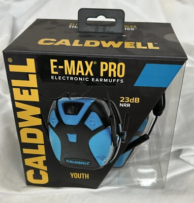CALDWELL E-MAX PRO YOUTH ELECTRONIC HEARING PROTECTION blue free shipping - Image 1 of 2