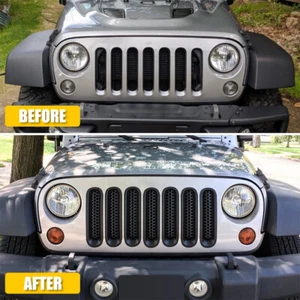 7 piezas insertos de malla delanteros accesorios de rejilla para Jeep Wrangler JK 2007-2018 EXD - Imagen 1 de 12