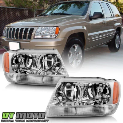 1999-2004 Jeep Grand Cherokee Headlights Headlamps Replacement 99-04 Left+Right - Image 1 of 4