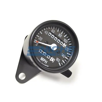 Mini Speedo Black Motorcycle Mechanical 160MPH Speedometer Gauge 2240=60MPH - Image 1 of 3