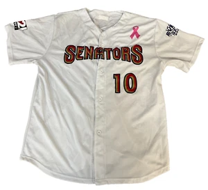 Harrisburg Senators #10 Adult Jersey Size Large White Button-Up Short Sleeve [C7 - Picture 1 of 9
