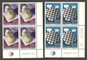 (AOP) CHESS - Jugoslavia #1114-15 1972 blocks of 4 MNH - Picture 1 of 2