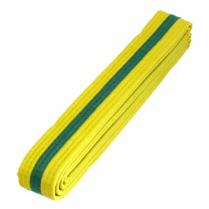 NEU Taekwondo Karate Kampfsport 1,5" doppelt gewickelt Streifen Gürtel gelb/grün - Bild 1 von 4