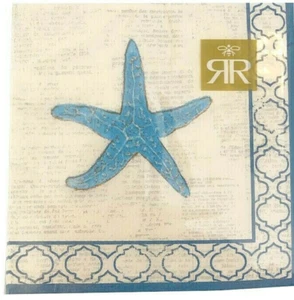 Starfish Tropical Cocktail Beverage Paper Napkins Beach Summer 3 Ply 40 Ct 5x5" - Picture 1 of 12