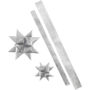 16 Folienstreifen für Fröbelsterne, B 25+40 mm, Silber mit Glitter, Outdoor - Bild 1 von 4