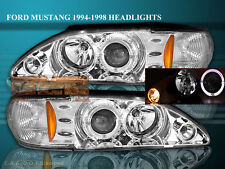 1994-1998 FORD MUSTANG PROJECTOR HEADLIGHTS CHROME HALO