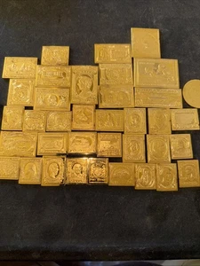 Set of 37 Postmasters of America 24K Gold Plated .925 Sterling Silver Stamps - Picture 1 of 8
