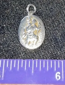 925 STERLING SILVER VINTAGE ST CHRISTOPHER PENDANT THOMAS L MOTT FREE CHAIN/BOX - Picture 1 of 6