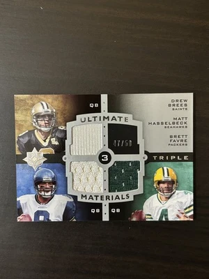 2007 Ultimate Collection Triple Materials Drew Brees Favre Hasselbeck /50 Jersey - Image 1 of 2