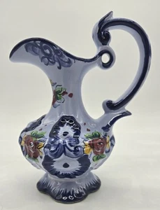 Vestal Alcobaca Hand Painted Pitcher Vase Floral Art Pottery Made Portugal - Picture 1 of 5