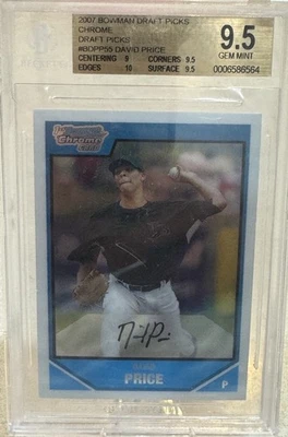 2007 Bowman Draft Picks Chrome David Price Auto Rookie Draft Picks Beckett 9.5 - Image 1 of 3