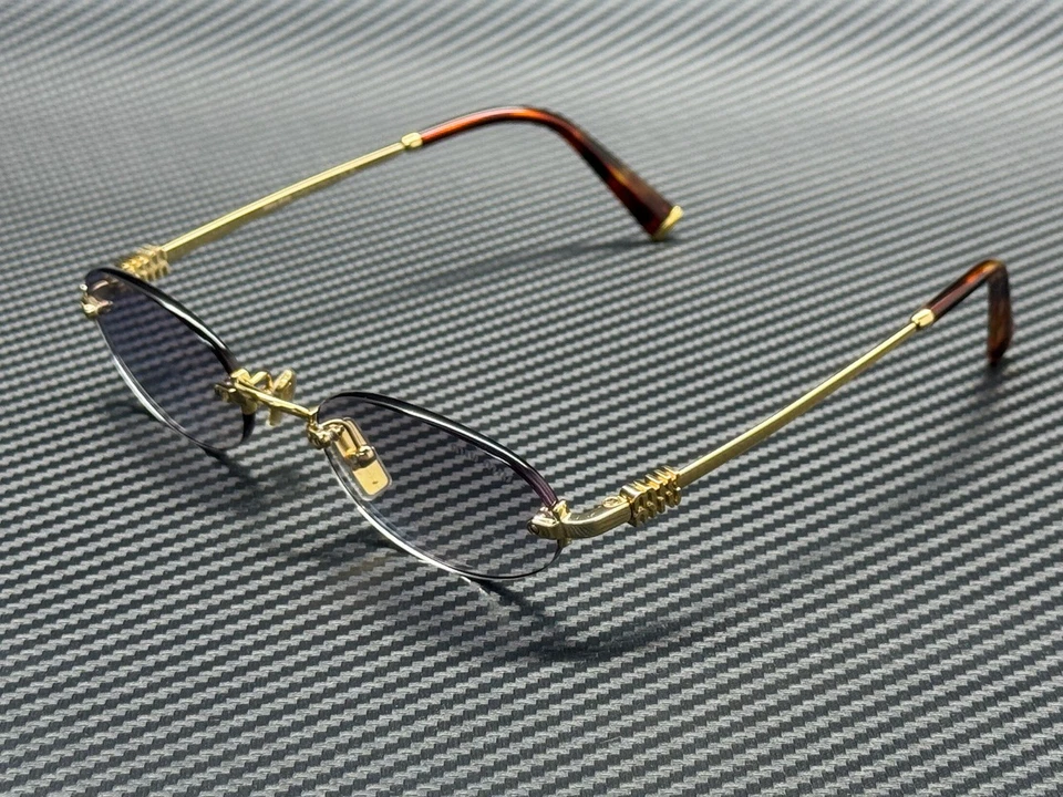 Miu Miu MU A54S 5AK04O Gold Gradient Light Grey Oval Rimless Sunglasses AUTHENTI