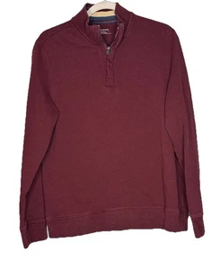 Untuckit Herren Quarter Zip Pullover Gr. Medium Heather Burgundy Baumwollmischung - Bild 1 von 6