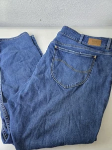 Pantalones de mezclilla Lee Riders para mujer 24 W azul medio tiro alto ajustados al tobillo elásticos - Imagen 1 de 11