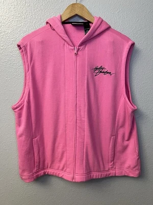 Harley-Davidson Mujer Rosa Sin Mangas Sudadera con Capucha Chaleco Cremallera 2W Plus Logo Algodón Foto 1 de 4