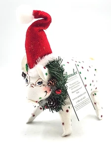2006 Annalee Christmas Pig With Santa Hat & Wreath Corkscrew Tail Original Tag - Picture 1 of 24
