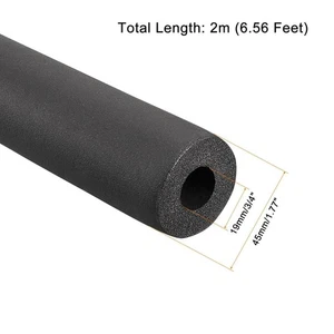 Schaumstoffschlauch 3/4 Zoll (19 mm) Innendurchmesser 45 mm Außendurchmesser 2 m lang HVAC Rohrisolierung Rohrabdeckung schwarz - Bild 1 von 5