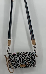 Consuela Uptown Crossbody Wristlet Wallet Bag Light Grey Animal Print Neon - Picture 1 of 6