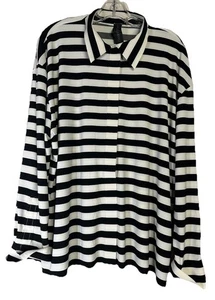 Camisa Norma Kamali Talla 36 S Manga Larga Rayas Suelta Relajada Negro Blanco Arte - Imagen 1 de 10