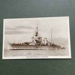 Postcard, Shipping, HMS Effingham At Llandudno, Battle Cruiser, real Photo - Picture 1 of 3