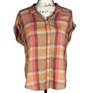 Camicia Alexander Jordan taglia M abbottonata a quadri con linguetta a rullo manica corta rosa marrone - Foto 1 di 8