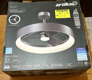 Artika Austin Chandelier LED Ceiling Fan Light 23in W/Remote Control Matte Black - Picture 1 of 7