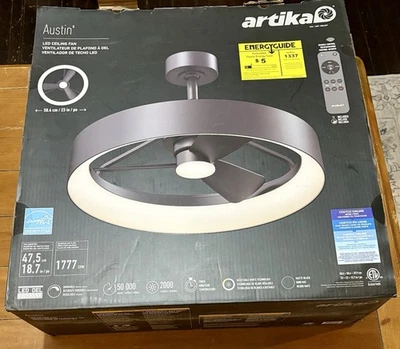 Artika Austin Chandelier LED Ceiling Fan Light 23in W/Remote Control Matte Black - Image 1 of 4