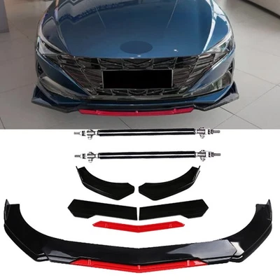 Front Bumper Lip Chin Splitter Spoiler Glossy Black Red For Hyundai Elantra Foto 1 de 4