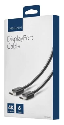 Insignia DisplayPort Cable, 4K Ultra HD, 6’ - Black - Image 1 of 2