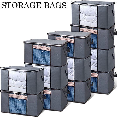 5/10 Underbed Clothes Storage Bags With Zip Wardrobe Organizer Boxes For Bedding - Image 1 of 4