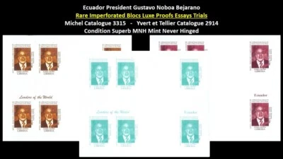 Liberia 1999 Ecuador President Gustavo Noboa Bejarano Set x3 Imperf Bloc MNH - Image 1 of 4
