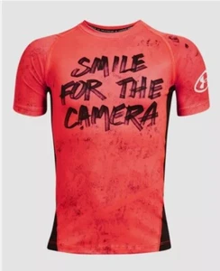 Under Armour Boys' HeatGear® Message Short Sleeve, Beta/Black, YXSM - Picture 1 of 2