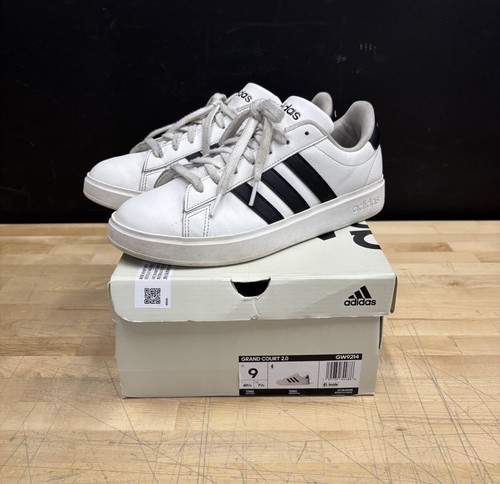 Scarpe sneakers Adidas Grand Court 2.0 bianche nere righe donna taglia 9 con scatola