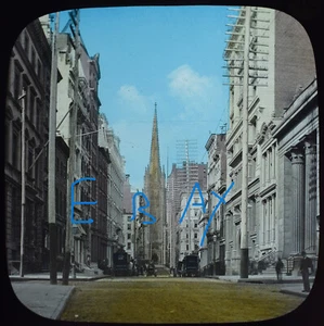 NUEVA YORK WALL STREET EE. UU. C1888 ANTIGUO Linterna Mágica Diapositiva FOTOGRAFÍA NY - Imagen 1 de 5