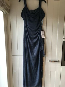 ALEX EVENINGS RUFFLE SPARKLE DRESS UK 10 / US 6 LIGHT NAVY? - Picture 1 of 11