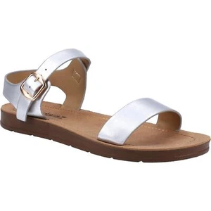 Divaz Geneva ladies silver metallic vegan friendly summer buckle sandals